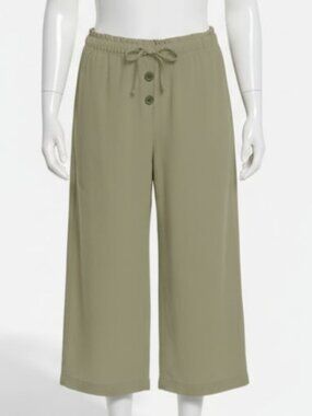 Bella Dahl Kid Girl's Green Soft Touch Tencel Wide-Leg Cropped Pants Size 2/3